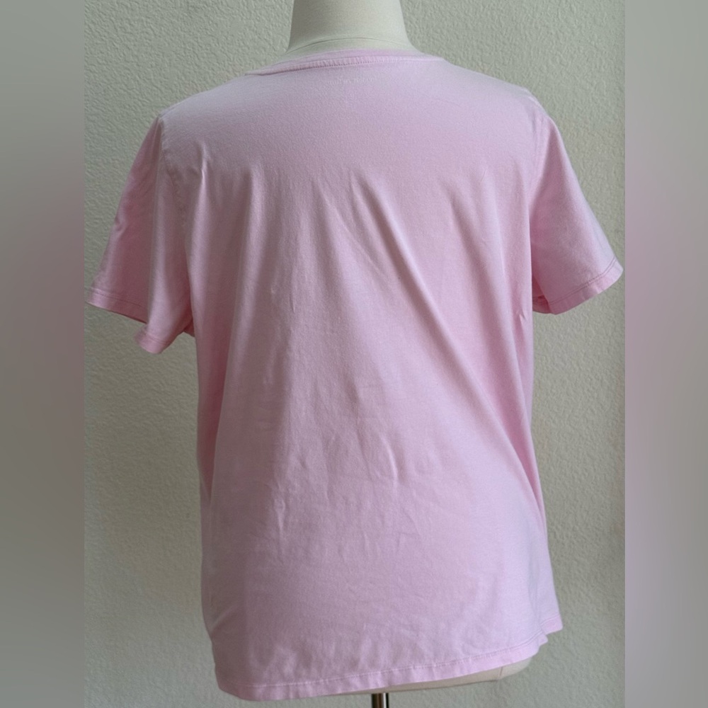 Woman Within Light Pink V-Neck Short Sleeve Tee - Picture 3 of 9